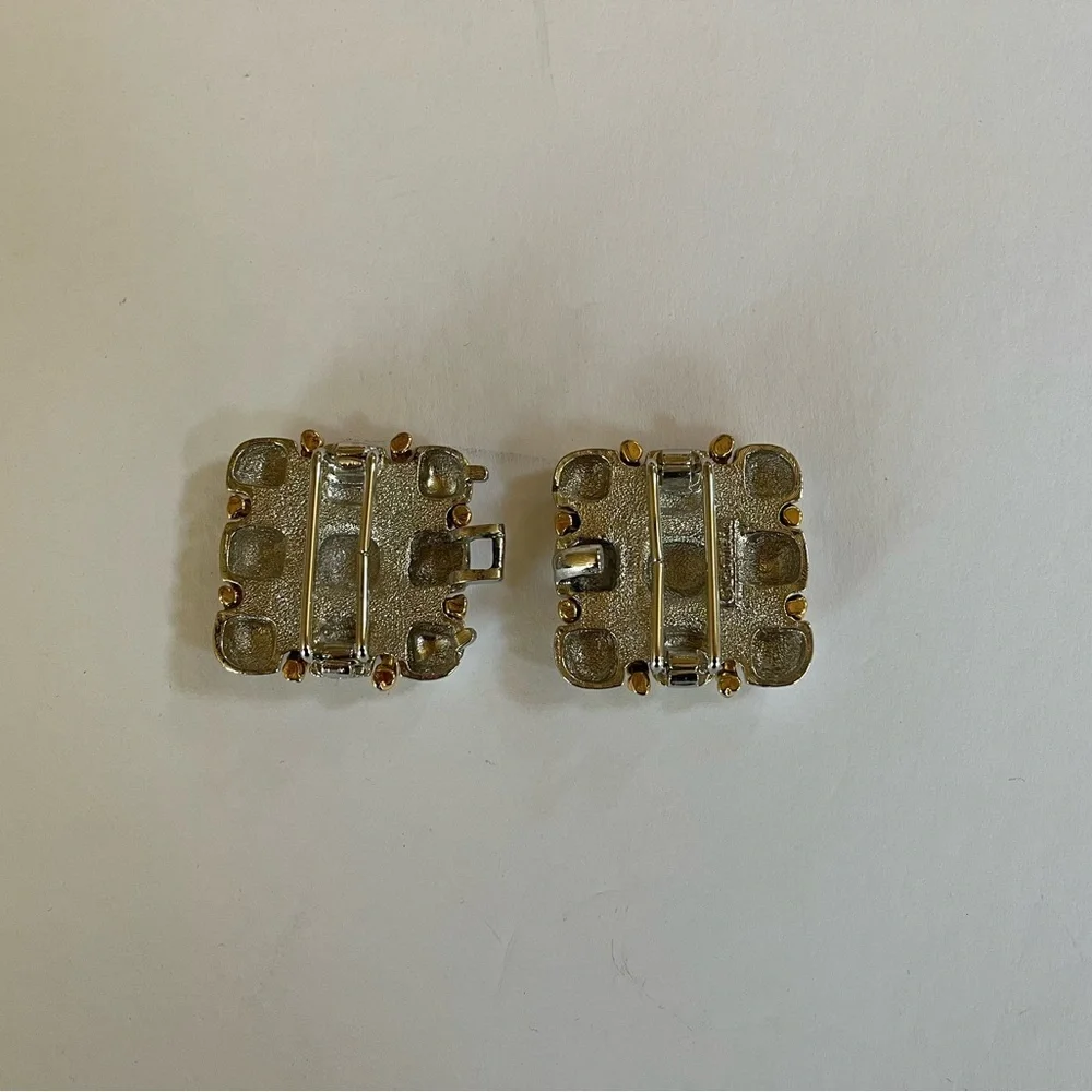 VTG Paquette Gold and Silver Tone Tic Tac Toe Square Interlocking Belt Buckle OS